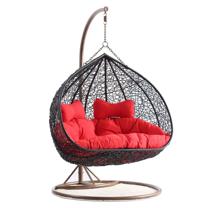 Cheap Price Egg Shape Hanging Two Person rattan chair with Cushion