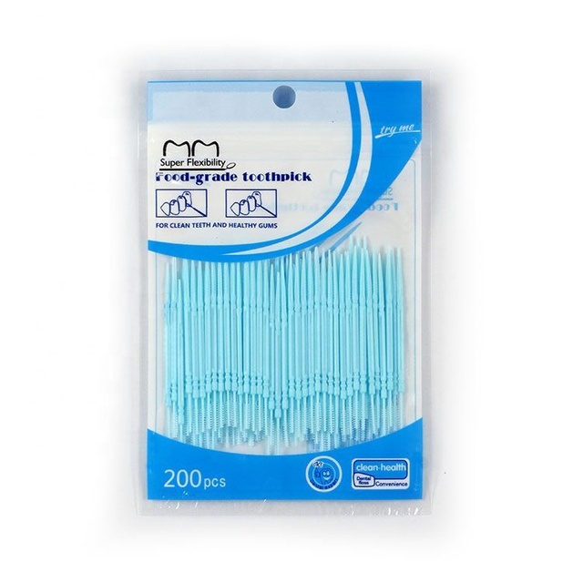 Wholesale Custom Compostable Advertising Disposable Oral Fruit Interdental Brush Mint Plastic Toothpick Low Price