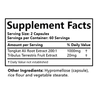 Comprimés d'extrait de Tongkat Ali naturel de qualité alimentaire, capsules d'Ashwagandha et de Maca naturelles, vente en gros de compléments énergétiques pour hommes
