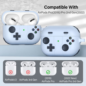 Funda de silicona anticaída con diseño clásico de Gamepad con clip de mosquetón y fundas para auriculares con protección contra el polvo para <span class=keywords><strong>AirPods</strong></span> <span class=keywords><strong>Pro</strong></span> <span class=keywords><strong>2</strong></span> 4 <span class=keywords><strong>Protector</strong></span> - Product Image 5