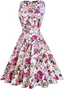 MANNI <span class=keywords><strong>Robe</strong></span> courte pour femme des années 1950 Rétro Vintage Cocktail Jolie <span class=keywords><strong>robe</strong></span> florale Robes de soirée à balançoire - Product Image 2