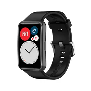Tali jam tangan pintar, Logo kustom menerima tali jam tangan pintar warna Solid silikon pengganti gelang jam untuk Huawei tali pas jam tangan