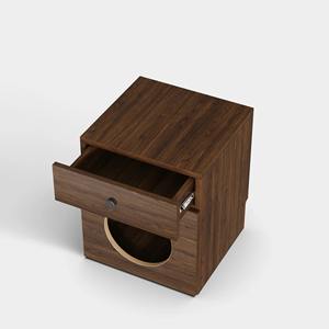 Table de chevet en bois marron rustique moderne avec tiroir de rangement pour maison de chat Meubles pour animaux de compagnie - Product Image 2