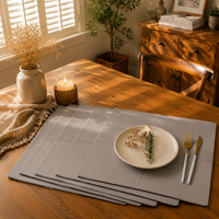 Set de table rectangulaire moderne et minimaliste en cuir PU grainé cousu, 30x45cm, durable, réutilisable, imperméable, antidérapant et résistant à la chaleur