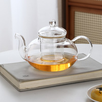 Théière en verre borosilicate haute résistance, grande capacité, pour tisanes, usage domestique, avec filtre intégré pour la séparation thé-eau, idéale pour servir le thé