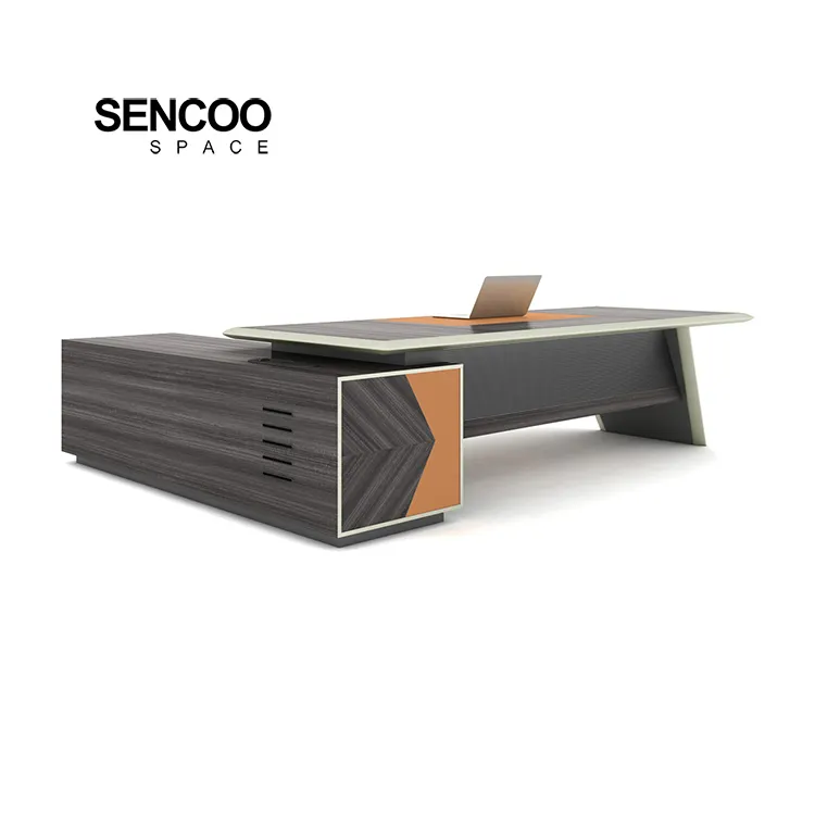 Sencoo高級オフィスデスクボスエグゼクティブデスク高品質モダンCEOボスオフィスワーキングテーブルセットL字型オフィスデスク