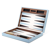 Ensemble de backgammon de luxe en bois de noyer et cuir grainé entièrement personnalisable Pièces de bois personnalisées