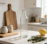 Bouteille en verre ronde de 500 ml pour sauce soja, récipient vide pour assaisonnements avec étiquettes, outil de rangement de cuisine pour huile de cuisson et vinaigre