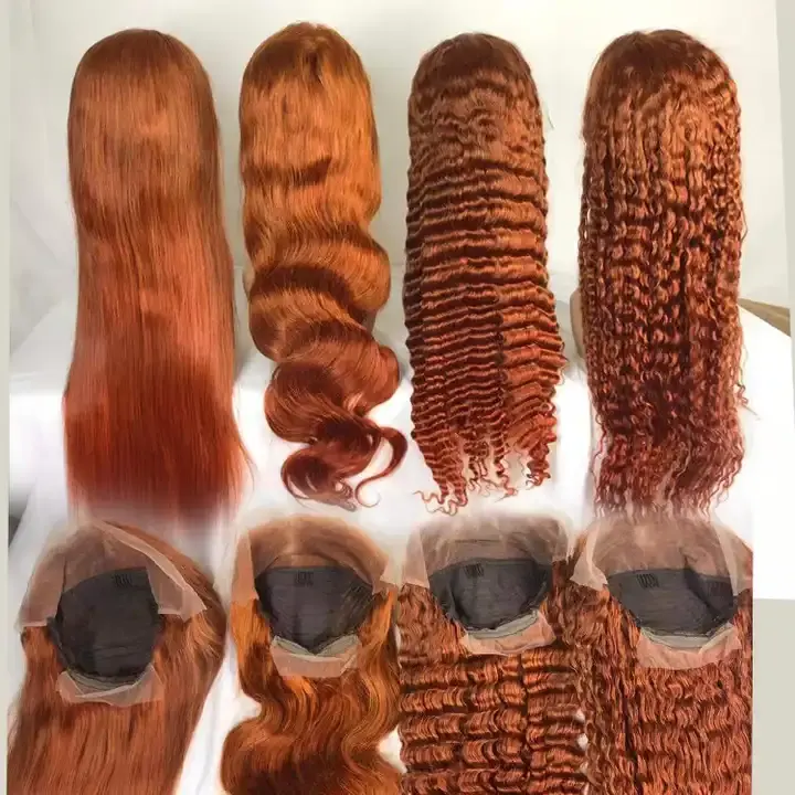 Amara beste Wasserwelle Ingwer Farbe Perücke Dichte Perruque Spitze vorne Echthaar Perücke Farbe Haar Verpackung Anbieter