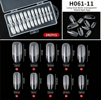 Vente en gros 240 pièces presse sur les ongles semi-givré clair couverture complète acrylique UV Gel ongles système d'extension cercueil ovale amande ongles conseils
