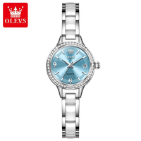 Montre à quartz pour femme OLVES 7093 en acier inoxydable et céramique, étanche, affichage de la date, montre-bracelet pour femme, style business décontracté