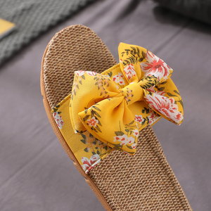 Linen slippers for Women Summer Home Indoor and Outdoor Home Floor Non-slip Cute <strong>Bow</strong> <strong>Sandals</strong> - Product Image 4