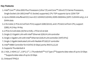 เมนบอร์ดเวิร์กสเตชัน MBD-X14SAE-F ATX พร้อมซ็อกเก็ตเดี่ยว LGA-1851 (ซ็อกเก็ต V1) รองรับ DDR5 จัดส่งรวดเร็ว ราคาดี - Product Image 2