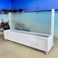 Combo de balustrade en verre sur mesure avec jardinière : hauteur du verre, dimensions de la jardinière, couleur de la peinture en poudre et type de roulettes personnalisables