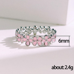 Anelli con grappolo di fiori F1613 per donna, smaltati con pietre rosa e pavé, idea regalo, gioielli alla moda - Product Image 5