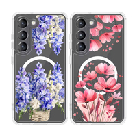 Coque de Téléphone de Luxe Transparente Magnétique Fleur en PC Rigide Antichoc pour Samsung Galaxy S23 FE S26 Plus