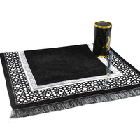 70x110cm Ensembles de Cadeaux Islamiques Pliables Tapis de Prière Musulman avec Boîte Tapis de Prière de Mosquée Islamique