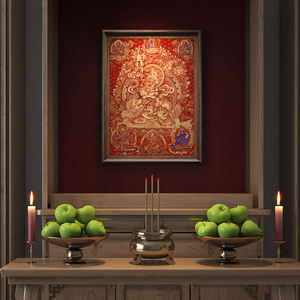 Pintura Tibetana Tangka en Latón, Adecuada para Decoración de Paredes, Arte de Pared para Sala de Estar, Foyer, Murales de Pared de Fondo - Product Image 3