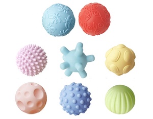 Pelota de plástico de goma suave para bebé, juguete sensorial texturizado, mordedor, agarre táctil, juego de bolas de silicona con 10 Uds. - Product Image 4