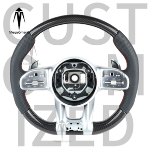 Volant complet en fibre de carbone pour Mercedes-Benz <span class=keywords><strong>AMG</strong></span> C63 E63 W213 G500 S63 S500 S320 W205 W206 A45 W204 avec éclairage LED – Support durable – Accepte les commandes - Product Image 1