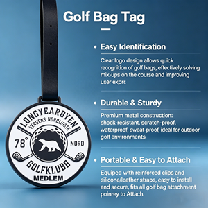 Etiqueta de Metal Personalizada <span class=keywords><strong>para</strong></span> Bolsa de Golf con Grabado Retro, Accesorio de Lujo <span class=keywords><strong>para</strong></span> Club de Golf, Etiqueta de <span class=keywords><strong>Equipaje</strong></span> de Golf Esmaltada con Lazo de Alambre Resistente - Product Image 5