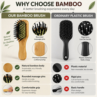 Mini brosse à cheveux en bambou avec coussin d'air, poils en nylon à pointe ronde pour démêler, lisser et coiffer, outil de soin quotidien pour la maison et le salon