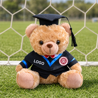 Ours en peluche personnalisé avec logo, imprimé en forme de toque et de robe de diplômé, pour cadeau de cérémonie de remise des diplômes universitaire