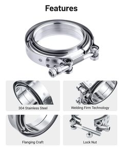 304 Stainless Steel <b>Hose</b> <b>Clamp</b> 3.25 Inch ID M8x1.25 Thread Fine Thread Hex Head Plain Finish - Product Image 4
