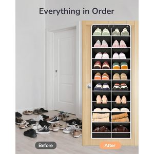 Over The Door Shoe Organizer 33x15x85cm With 24 Pockets For Closet Storage Hanging <b>Rack</b> For Shoes <b>Boots</b> - Product Image 4