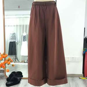 <span class=keywords><strong>Pantaloni</strong></span> Casual a gamba larga estivi rossi Vintage da donna a <span class=keywords><strong>vita</strong></span> <span class=keywords><strong>alta</strong></span> con bottoni con Zip elasticizzati taglia ragazza in Stock - Product Image 2