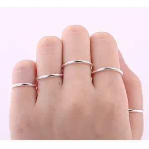 Fine jewelry women dainty sterling silver simple thin stackable ring 999 silver minimalist ring