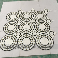 Mosaïque de pierre de marbre de forme ronde circulaire de couleur blanche naturelle pour les murs et les sols de salle de bain