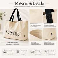 Sac fourre-tout en toile de coton durable pour le quotidien, avec poignée renforcée et soufflet de fond, grande capacité, fabrication OEM professionnelle