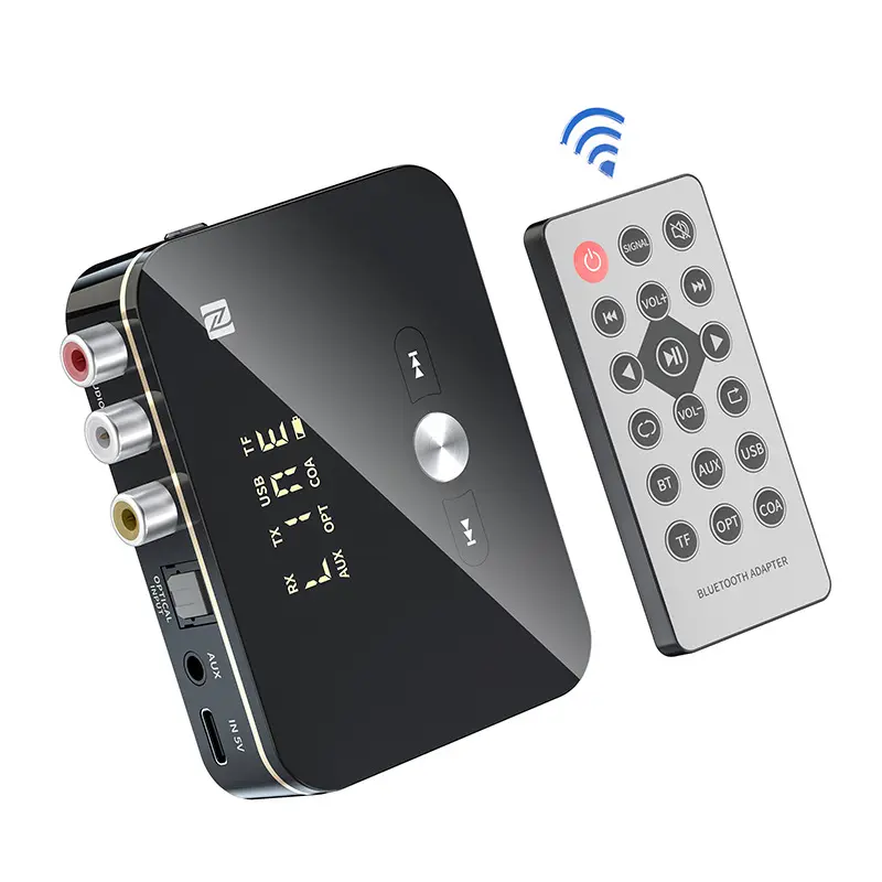 2022 NFC Bluetooth Transmitter Receiver 3.5mm RCA Optical Coaxial TF/U Disk Play/IR Control LED Wireless Audio Adapter For TV