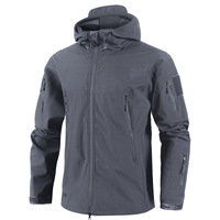 Chaqueta Táctica con Capucha para Exteriores, Cálida, de Softshell, con Bolsillos con Cremallera Seguros para Entrenamiento de Campo y Uso Diario