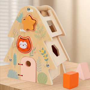 Jouet éducatif Montessori <span class=keywords><strong>en</strong></span> bois <span class=keywords><strong>en</strong></span> forme de <span class=keywords><strong>maison</strong></span> dans les arbres, blocs d'animaux à assortir, jouet sensoriel pour développer la motricité fine, cadeau pour les tout-petits - Product Image 4