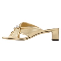 Sandales pour femmes à bout carré et lanières perlées, nouvelle collection été, tendance, fabriquées sur mesure par le fabricant, semelle extérieure en caoutchouc, doublure.