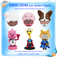 Figuras de Acción de Silicona con Temática de Animales de Dibujos Animados, Ecológicas, Personalizadas OEM, Mini Juguetes Decorativos Unisex en 3D con Color y Tamaño Personalizados