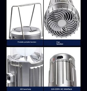 2024 New Arrivals 4 in 1 Usb Rechargeable Portable <b>Table</b> Camping Light Solar With Power Banks for Outdoor Foldable Fan - Product Image 5