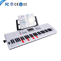 Popular 61-Keys Black/White Piano Color Digital Music Keyboard Synthesizer Electronic Organ Built-In Speaker Portable Lighting