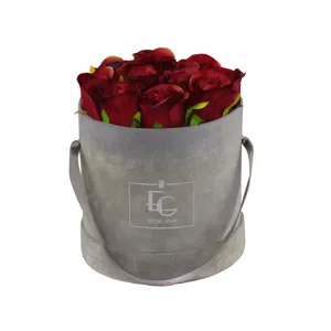 Boîtes à fleurs rondes en papier velours, récipient rigide de luxe pour cadeaux, 1 pièce, pour fleuriste