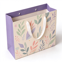 Sacs shopping en papier floral personnalisés avec logo, sacs cadeaux avec poignées en corde de coton pour boutiques de vêtements et vente au détail