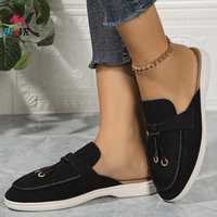 BBAVR Mules à bout ouvert pour femme, dessus textile, semelle EVA, respirantes, chaussures décontractées toutes saisons, gris, bleu, noir, marron, beige, blanc, métal