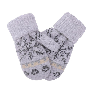<span class=keywords><strong>Mitaines</strong></span> en acrylique jacquard personnalisées, chaudes pour l'hiver, doublure épaisse, douces, double couche, motif flocon de neige, extensibles, tricotées, pour temps froid - Product Image 3