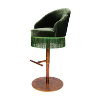 Tabouret de bar vintage en velours de luxe doré, réglable en hauteur, pivotant, avec garniture à franges pour bar à domicile, îlot de cuisine