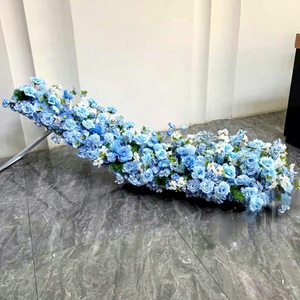 EG-L56 Tapis d'allée en roses bleues artificielles de haute qualité pour une décoration de mariage enchanteuse et une ambiance de la Saint-Valentin - Product Image 4