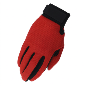 <b>Red</b> Black PU Safety <b>Gloves</b> with Textured Fingertips Elastic Wristband Anti-Slip 4 Mil Thick 10 Inch General Purpose - Product Image 1