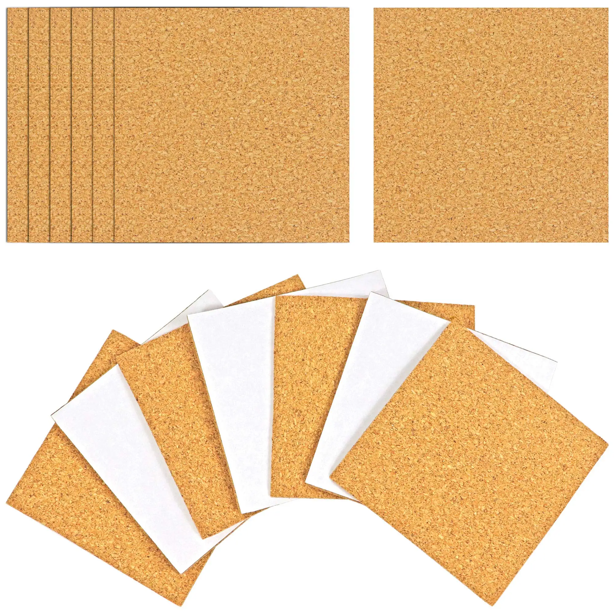 Self Adhesive Cork Squares and Round Mini Corks 4" x 4" Board Sheets Tiles Natural Cork board Mats for Back