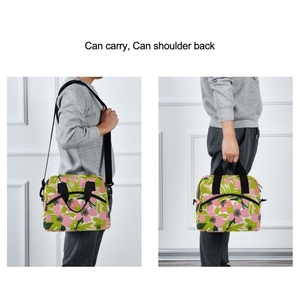 Hawaiian New Arrival Custom Tropical Flower Print Polyester Tote Cooler Bags Thermal Insulated Cooler Lunch Bag for Picnic - Product Image 6