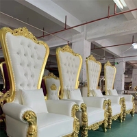 Fauteuil Trône Royal Moderne en Gros, Couleur Personnalisée, Dossier Haut, Bois Sculpté, Velours, Empilable, Chaise de Mariage Roi et Reine pour Événements et Villas